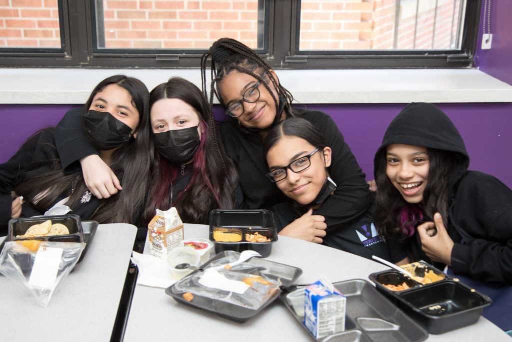 Students eating lunch in cafeteria