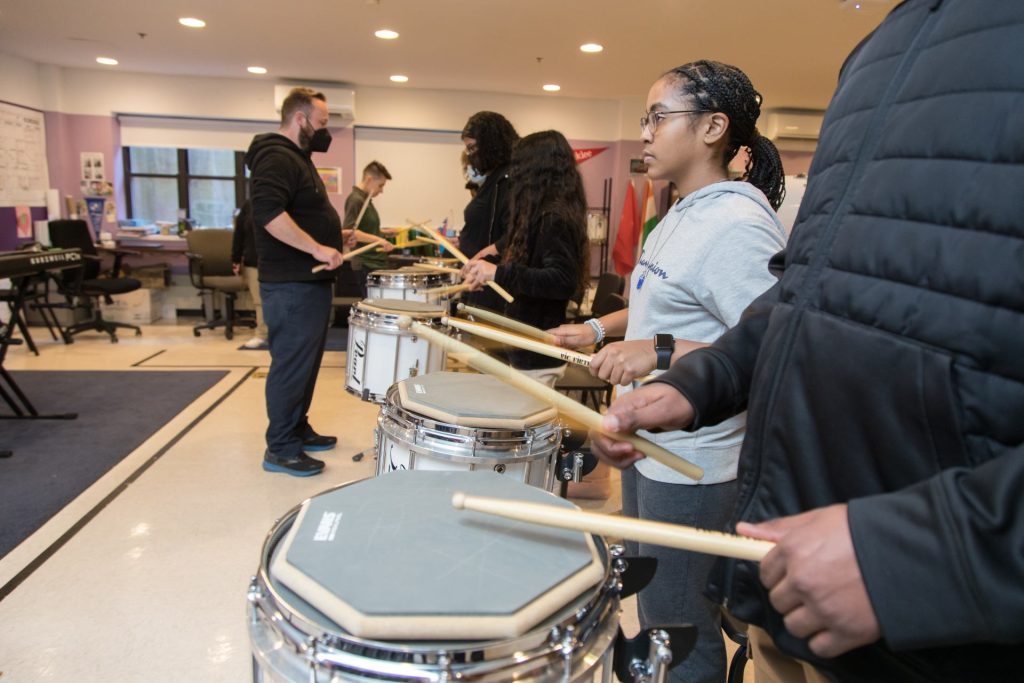 Students playing snare drum