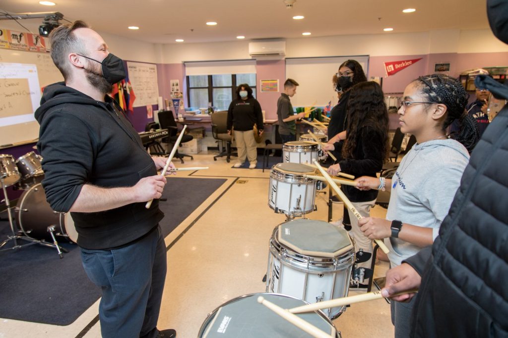 Students playing snare drum