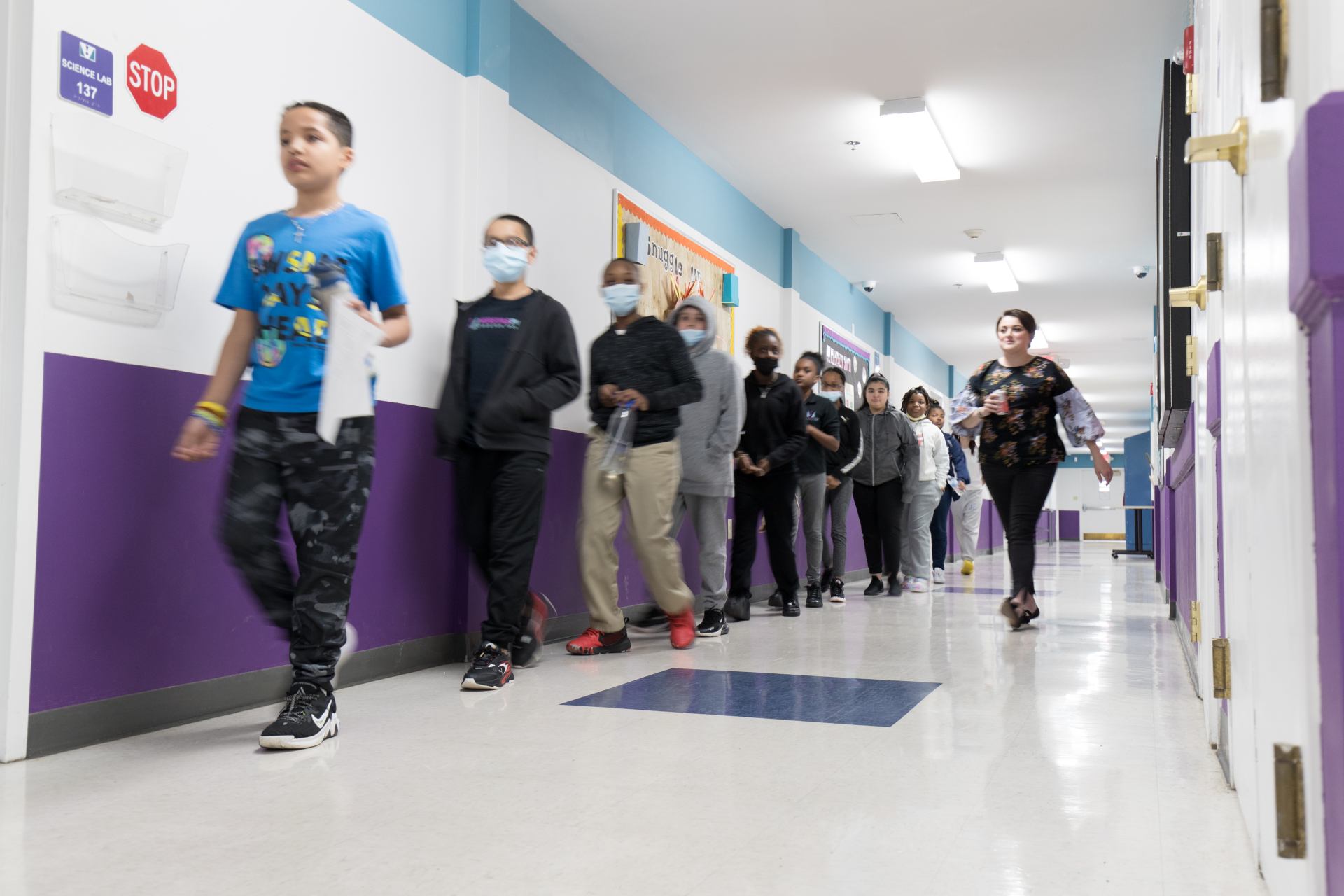 Students walking through the hallways